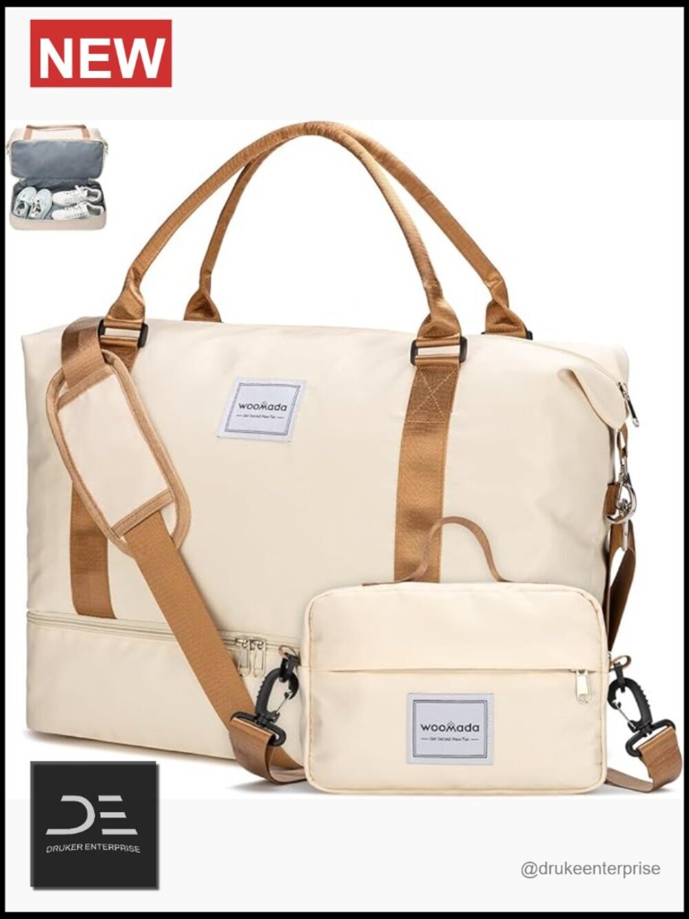 Weekender Overnight Travel Duffel with Shoe Compartment, Toiletry Bag
